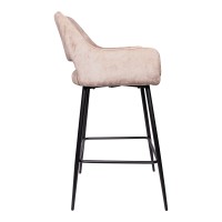 Fallon Velvet Khaki Bar Stool Black Metal Leg KD