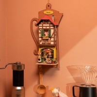 Key rack DIY Lazy Coffee House with LED lighting, Robotime, DS020, 16.2x5x30 cm