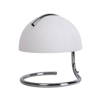 Table lamp "Burano" white, approx. 25 cm high, Ø 23.5 cm, made of chrome -colored metal and black glass, E27.