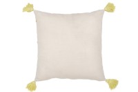 J-Line cushion Square Flowers + Tassels - cotton - white/orange