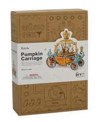 Music Box Wood DIY 3D Puzzle Pumpkin Carriage, Robotime, AM41, 15.9×16.2×10.2 cm