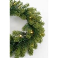 Nagoya Set van 2 Kerstbomen en 1 Kerstkrans voor Buiten met LED Verlichting en Timerfunctie - H90 x Ø45 cm - Groen
