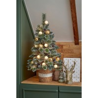 Kaprun Kunstkerstboom in Pot met LED Verlichting en Timerfunctie - H90 x Ø51 cm - Groen, Goud