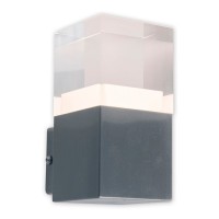 LED external wall lamp "Leah" made of metal and plastic in steel-blank, integrated LED