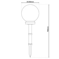 LED outside spherical spit "Ball" D: 25 cm, plastic earth skewer, white, with integrated LED