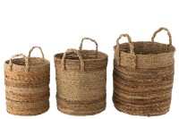 J-Line Set Of Three Baskets Lucie Raffia Natural