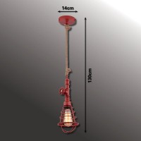 Pendant lamp "Regia", red metal, hemp rope, E27 version, lighting for living room, youth room or office
