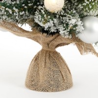 Kaprun Kunstkerstboom in Jute met LED Verlichting en Timerfunctie - H60 x Ø39 cm - Zilver, Groen