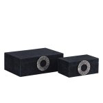 Hazael Black Suede Box Silver Handle Set Of 2