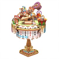 Muziekdoosje DIY 3D Houten Alice's Tea Party Tone-Cheer, TQ073, 13,7x13,2x20,9cm