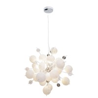 Pendant lamp "explosion" white made of metal and glass, G9 versions, for dining room, living room, hallway or office, hanging lamp Øca 65 cm