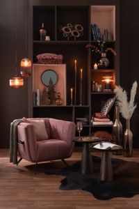 J-Line lounge chair 1-seater - textile/wood/metal - antique pink