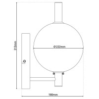 LED Wandleuchte "NOVA" chrom aus Metall und Rauchglas, mit integrierter LED, 31,3 cm hoch