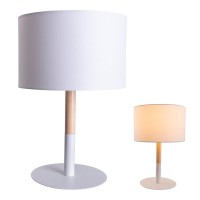 Textile table light "Tessile", table lamp made of metal, textile and rubber tree in white/nature, with E14 socket, for dining room, living room, hallway or office, 37 cm high