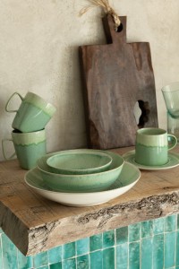 J-Line Deep Lara plate - porcelain - green - 4 pieces