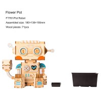 DIY Flowerpot Robot, Robotime, FT761, 18x13.6x15.5cm