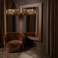 Tiess Brown Wooden Veneer Mirror Straight Frame