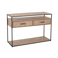 J-Line Console Zigzag 2 Lades Hout/Metaal Naturel/Zwart