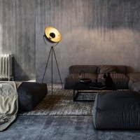 Staande lamp driekbende "Bernice", vloerlamp gemaakt van zwart en goud met E27-aansluiting, verlichting voor woonkamer, eetkamer of kantoor