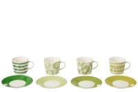 J-Line bag + saucer Box - ceramic - green - large - 4 pieces