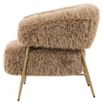 Hair Brown Fauteuil Gold Metal Base