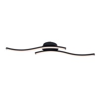 LED-wand/plafondlamp "Onda", plafondlamp gemaakt van metaal en plastic in zwart, met stevig ingebouwde LED's, verlichting voor woonkamer, eetkamer of kantoor 65 cm lang