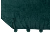 J-Line Plaid Pompom - polyester - dark green - 170 x 130 cm