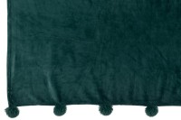 J-Line Plaid Pompom - polyester - dark green - 170 x 130 cm