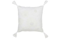 J-Line cushion Flowers + Tassels - cotton - white