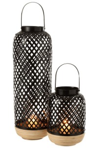 J-Line lantern Evi - bamboo - black - large