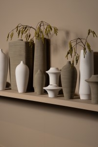 Rinder White Matt Ceramic Wide Ring Vase High L