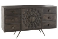 J-line cabinet Low Ethnic 2 doors + 6 drawers - wood - brown