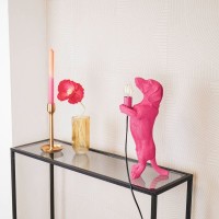 Lamp - Dachshund - Polyresin - Pink - 10x15x38cm