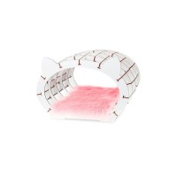 Eco Wood Art (EWA) 3D Bouwpakket Houten huisje Wit met Roze Pluche Vachtje, 1768, 48x36,2x45,6cm