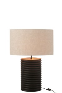 J-Line Table Lamp Screw Thread Wide Ailanthus Wood Black/Gray