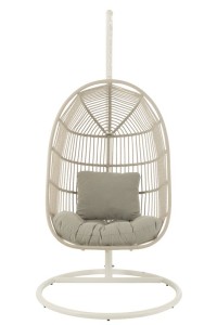 J-line hanging chair+cushion Egga metal/cord gray