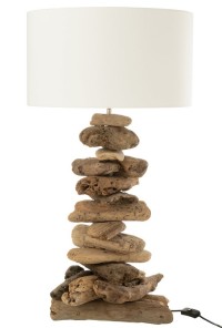 J-Line lamp + shade - wood - natural/beige - small