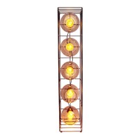 Glass-standing lamp "Cesta" floor lamp made of black metal wire and tinted glass, with E27 socket, 95 cm high, for dining room, living room, hallway or office,