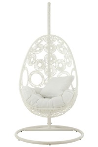 J-Line Hanging Chair + Cushions Bula Metal/Cane White
