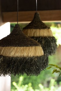 J-Line hanging lamp Round - jute - black/natural - large