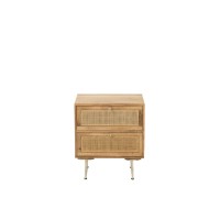 J-Line Nachtkast Rattan Mangohout Naturel