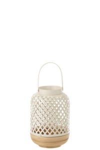 J-Line lantern Evi - bamboo - white - small