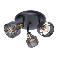 3er Wand- und Deckenrondell Spot "Foro" aus Metall in Schwarz, und Gold, mit E14-Fassungen, 41 cm Durchmesser. Stilvolle Beleuchtung für Wohnzimmer, Esszimmer oder Küche.