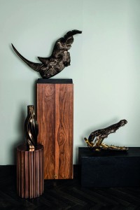 Iriss Brass Casted Alu Rhino Statue Black Base