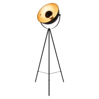 Staande lamp driekbende "Bernice", vloerlamp gemaakt van zwart en goud met E27-aansluiting, verlichting voor woonkamer, eetkamer of kantoor