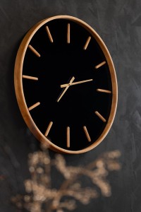 J-Line Round clock - wood/glass - brown/black - Ø 80 cm