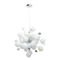 Pendant lamp "explosion" white made of metal and glass, G9 versions, for dining room, living room, hallway or office, hanging lamp Øca 65 cm