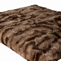 Clarisse Brown Artificial Fur Plaid Rectangle L