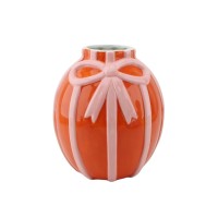 Vaas - Bloemvaaslint - Dolomiet - Oranje/roze - 17x17x17,5 cm