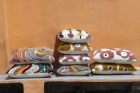 Courtneay Blue Rectangle Embroidery Cushion Lines